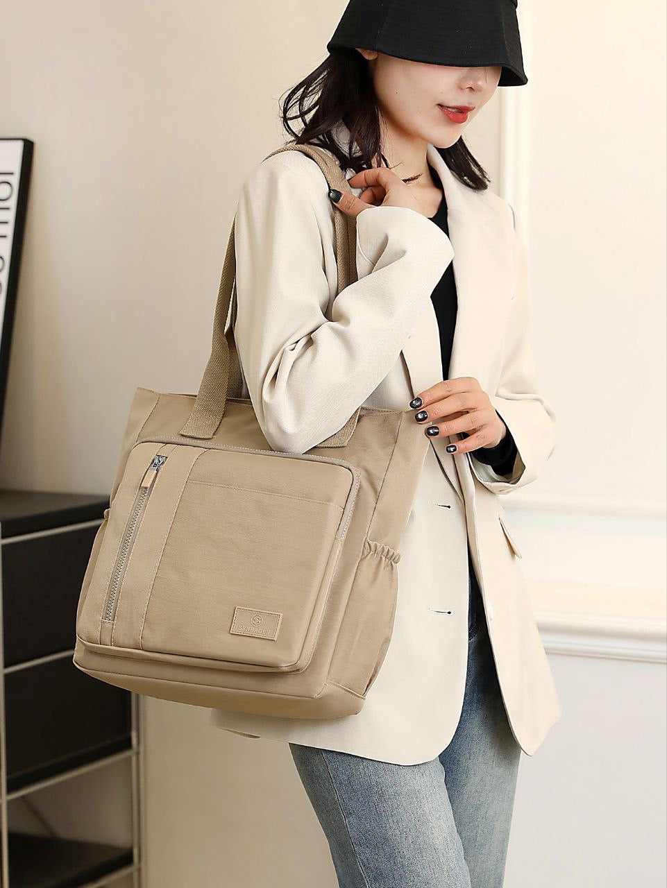 Classic Beige Tote Bag (34x32cm)