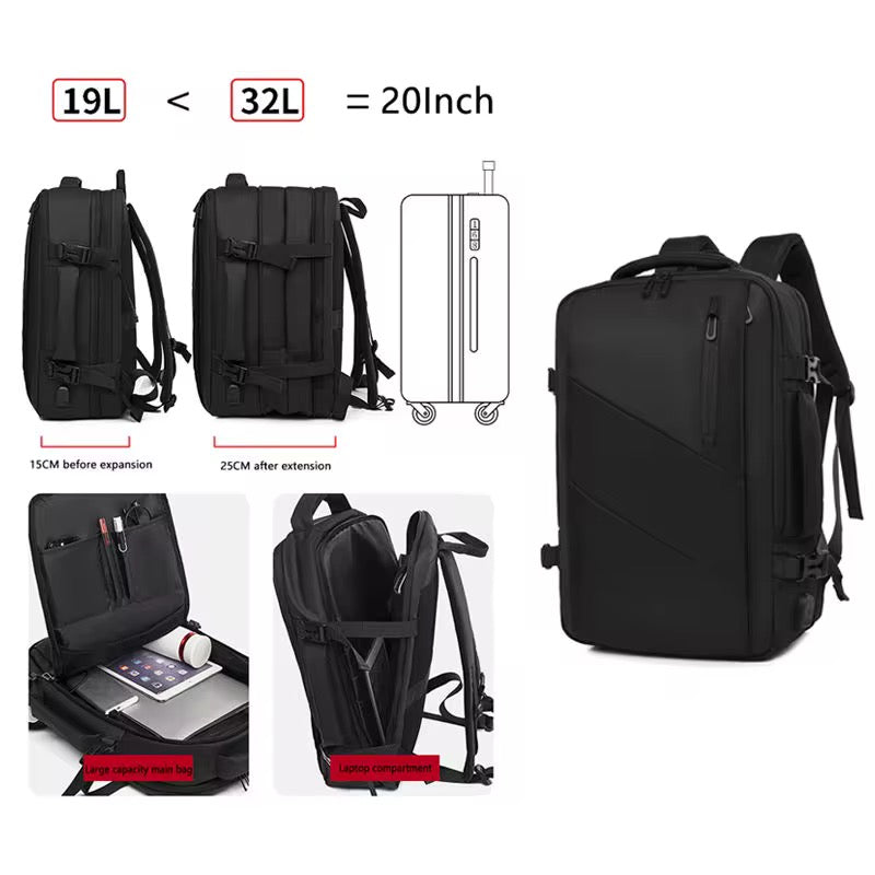 17inch Black Expandable Laptop Backpack #8853